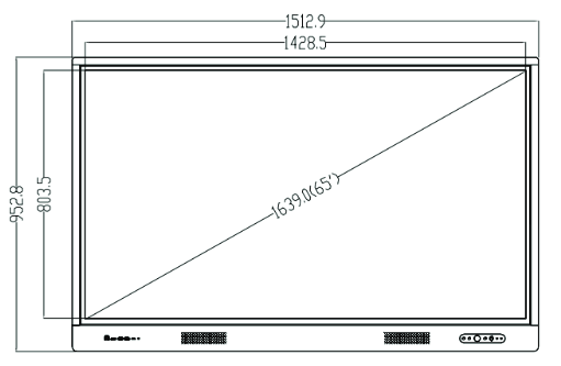 Diagrama de dimensiones de la pantalla Tii de México